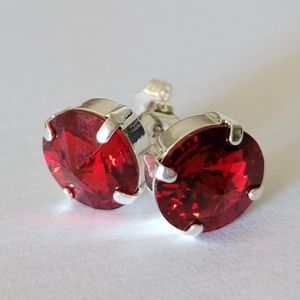 Austrian Crystal Stud Earrings in Shiny Silver